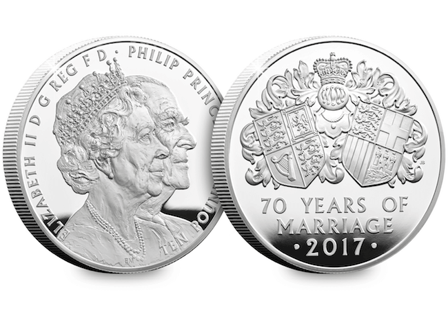 platinum wedding uk 5oz silver proof coin obverse reverse - New United Kingdom £5 coin released to celebrate the Queen’s 70th Wedding Anniversary