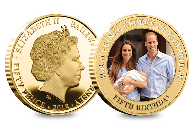 DN Prince George Fifth Birthday Guernsey Gold Plated Five Coin Set product pages4 - Happy Birthday Prince George