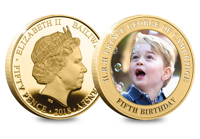 DN Prince George Fifth Birthday Guernsey Gold Plated Five Coin Set product pages5 - Happy Birthday Prince George