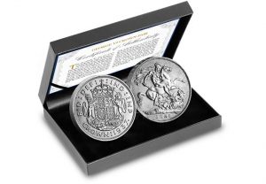 UK George VI Crown Pair in Display Case 300x208 - The First and the Last: George VI's two Crown coins