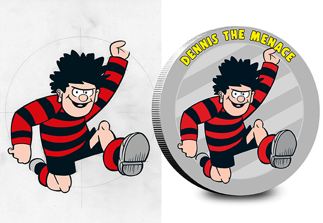 AT Beano Silver Plated Medals Blog Dennis 1 - BIFF! BOP! THUDD! Own an original piece of Beano artwork on the NEW Silver-Plated Commemorative