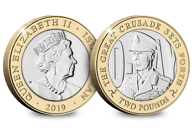 D Day 75th Leaders IOM CuNi BU Two Pounds Three Coin Set George VI 1 - New coins issued to commemorate the three leaders who inspired an Allied victory