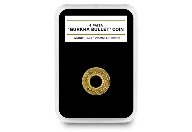 Nepal 1955 Gurkha Bullet 4 Paisa Coin in Capsule - The coins struck with WWII bullets collected from the battlefield…