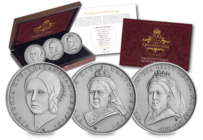 Victoria 200th Birthday IOM Silver Antique Five Pound Three Coin Set - What goes in to developing not one but THREE brand new portraits…