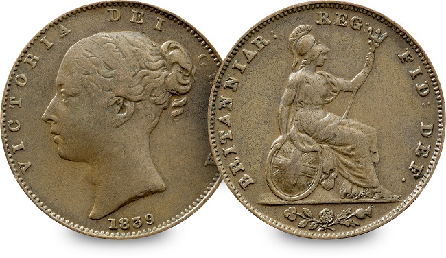 ST UK 1839 Victoria Young Head Farthing Both Sides 1 - From youthful queen to graceful empress - discover the five faces of Queen Victoria