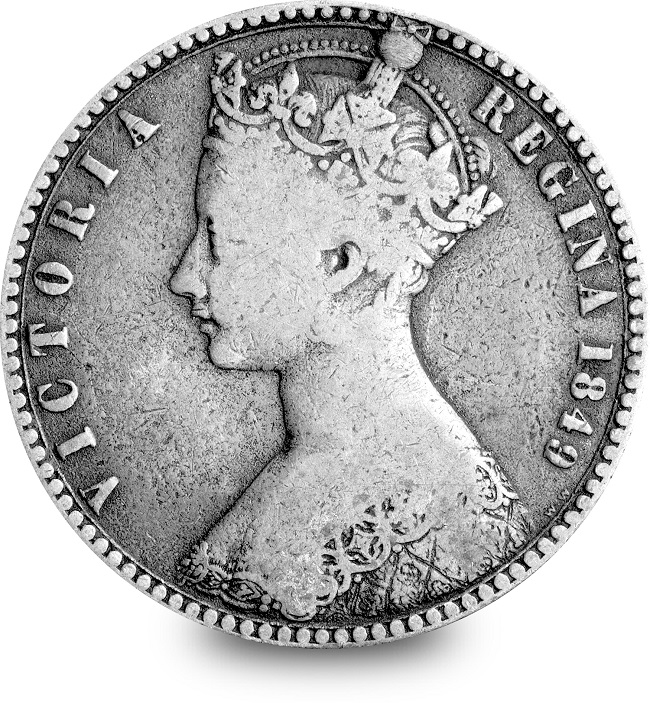 ST UK 1849 Queen Victoria Godless Florin Silver Coin Obverse 2 - From youthful queen to graceful empress - discover the five faces of Queen Victoria