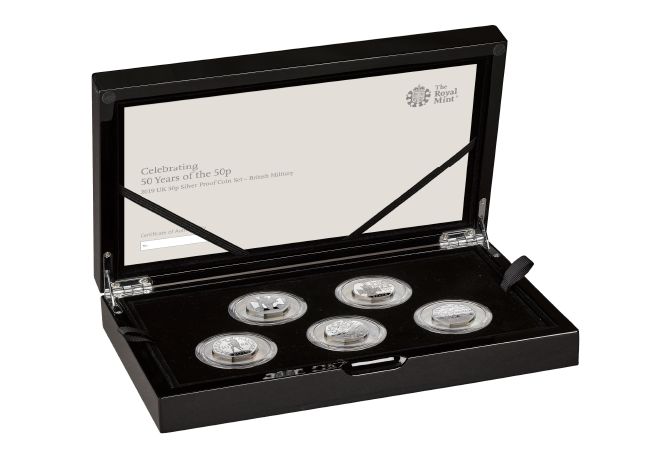 50th Anniversary of the 50p Military Silver Proof Pack product pages boxed - The 50 years of the 50p celebrations continue with a tribute to British military history