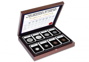 Infamous Notorious and Scandalous U.S. Coin Set product page box 300x208 - Celebrate Fourth of July with America’s most iconic coins