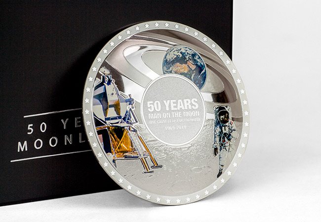 Moon Landing 50th Concave Silver Proof Coin Reverse2 - The FIVE Moon Landing 50th Anniversary Coins every collector should know about…