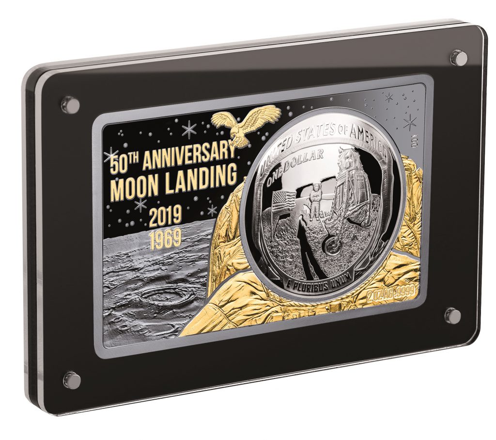 Premium Curved Coin bar obverse in capsule 1024x907 - The FIVE Moon Landing 50th Anniversary Coins every collector should know about…