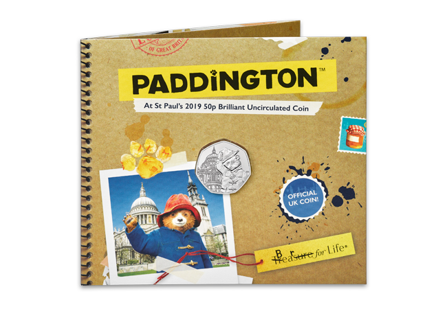 2019 Paddington at st pauls BU 50p coin product images pack front - Paddington returns in 2019 for two more adventures!