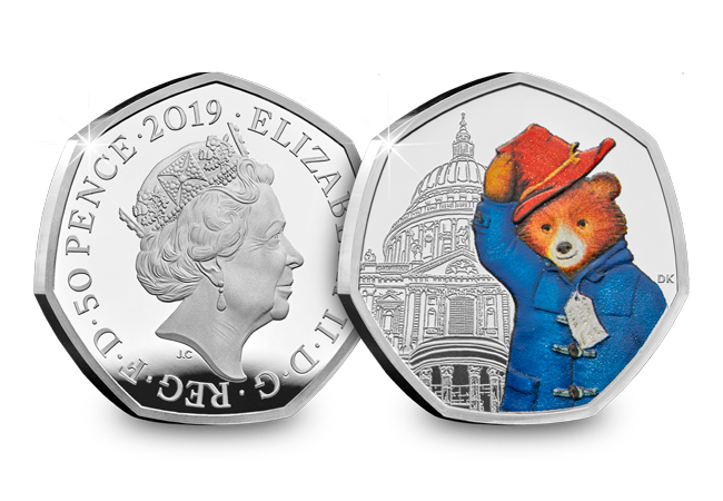 2019 Paddington at st pauls Silver proof 50p coin product images obverse reverse - Paddington returns in 2019 for two more adventures!
