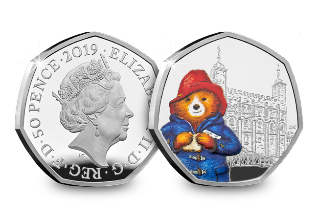 2019 Paddington at the tower Silver proof 50p coin product images obverse reverse - Paddington returns in 2019 for two more adventures!
