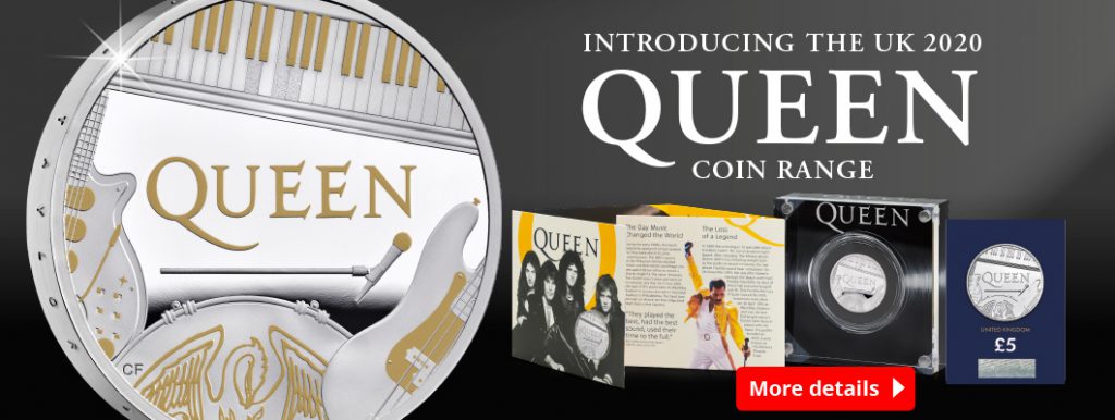 DN 2020 UK Queen £5 coin range Homepage Banner 1060x400 1 1024x386 - Why these WORLD FIRST Queen coins are full of numismatic firsts...