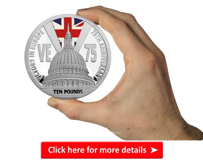 ls 2020 jersey ve day 75th st pauls cathedral 10 5oz silver proof coin with colour union jack in hand - Our top VE Day 75th Anniversary Coins revealed in special new show