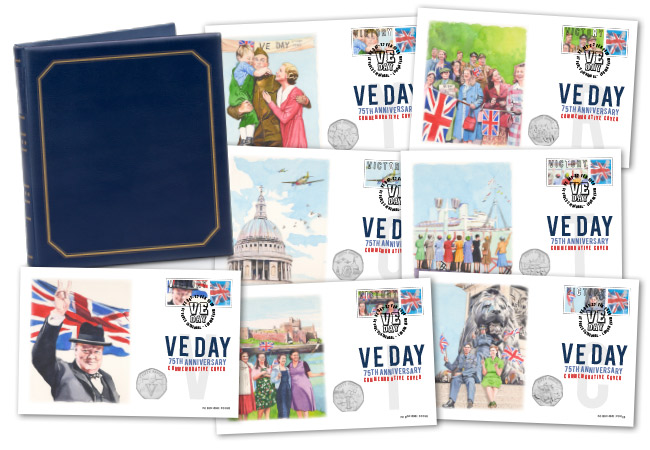 2020 VE DAY Victory 50p Covers PNC set Product images full cover collection - SEVEN brand new Victory 50p Coins revealed!