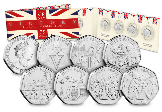 LS 2020 IOM BU 50p Victory All faces together with packaging - SEVEN brand new Victory 50p Coins revealed!