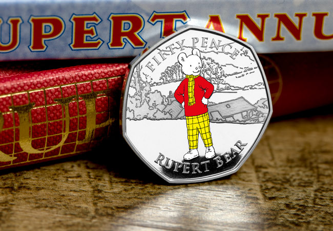 LS 2020 IOM Silver proof with colour print 50p Rupert single lifestyle - Rupert Bear features on BRAND NEW 50p! New designs revealed...