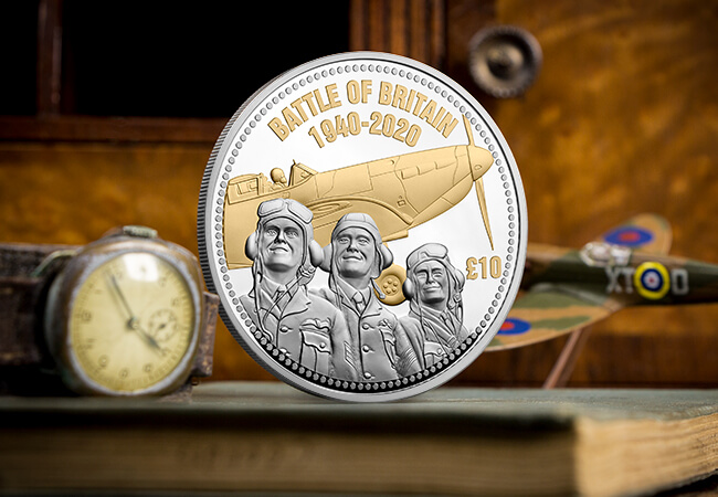 First Look: New coins issued to mark the 80th Anniversary of the Battle of Britain… LS Jersey BOB 80th anniversary £10 5oz Silver Proof with Gold Lifestyle - First Look: New coins issued to mark the 80th Anniversary of the Battle of Britain…