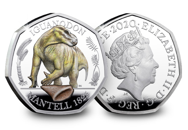 Uncovering the British discoveries that inspired the Dinosaur 50p coins DN 2020 Iguanodon BU Silver Colour 50p coin product images 12 - Uncovering the British discoveries that inspired the Dinosaur 50p coins
