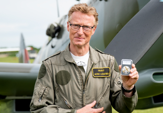 DY Flown Battle of Britain Guernsey Proof £5 with gold product page images  04 - The day we took 1,000 coins into the sky in an original WWII Spitfire…