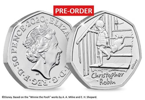 uk 2020 christopher robin bu pack product page images coin obverse reverse with flash - Introducing the BRAND NEW Winnie the Pooh 50p Coin Range