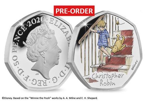 uk 2020 christopher robin silver proof 50p product page images coin obverse reverse with flash 2 - Introducing the BRAND NEW Winnie the Pooh 50p Coin Range