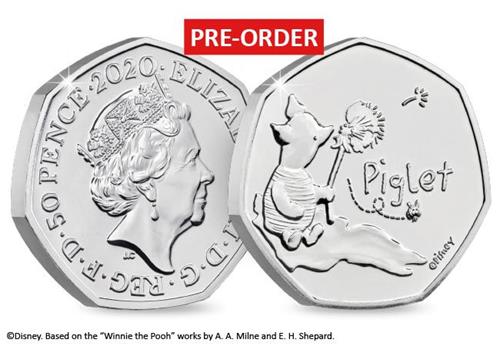 uk 2020 piglet bu pack product page images coin obverse reverse with flash - Introducing the BRAND NEW Winnie the Pooh 50p Coin Range