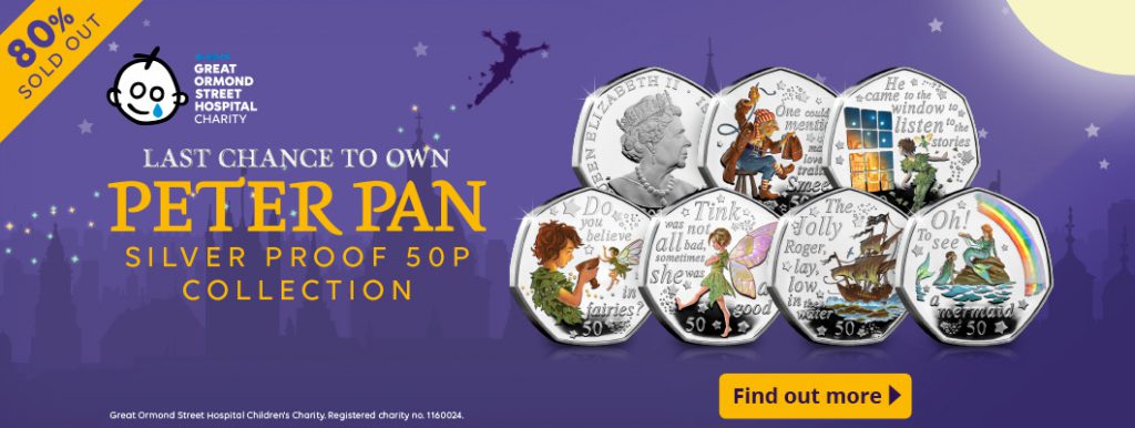 DN 2020 peter pan silver 50p coin reveal homepage silver set button 80 Flash 1024x386 - OVER 80% SOLD: Unboxing the 2020 Peter Pan Silver Proof 50p set
