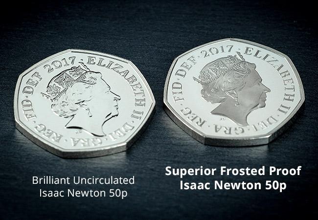 uk 2017 isaac newton cuni proof 50p coin vs bu comparison 004 - Collectors Guide: What makes a coin so collectable?