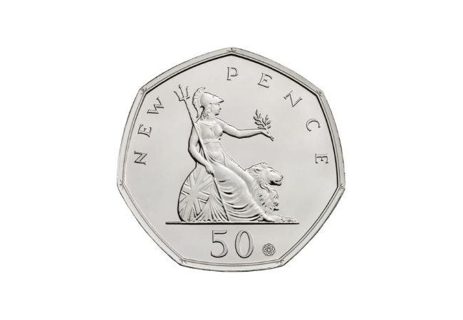 UK 50p featuring the Seated Britannia