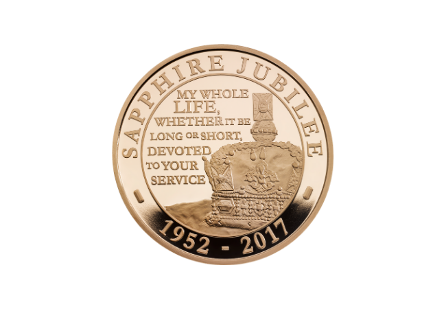 The UK 2017 Sapphire Jubilee Gold Proof 5 Coin - The Top 5 Historic Queen Elizabeth II Commemoratives...