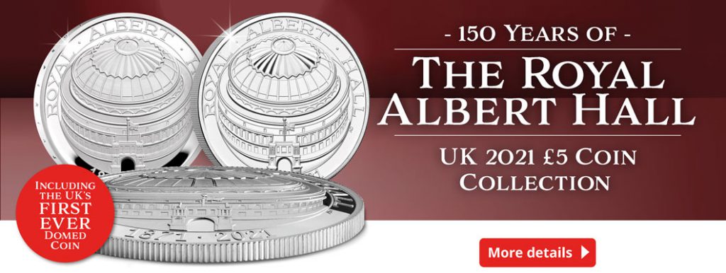 UK 2021 Royal Albert Hall Coin Homepage Banner with flash 1024x386 - Everything you need to know about the UK’s FIRST domed coin!