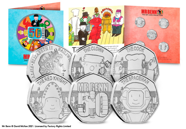 Mr Benn 50th Anniversary BU 50p Coin Set Product Images Main Image - As if by magic…Mr Benn 50p coins appeared!
