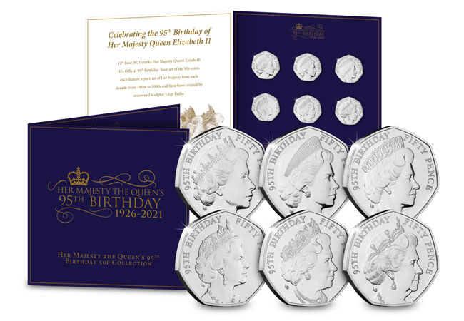 Queen's 95th Birthday BU 50p Set