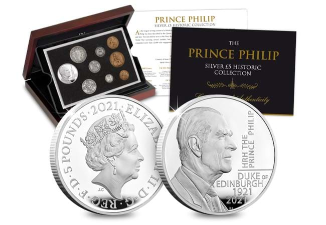 Y460 ls uk 1921 2021 philip silver proof 5 historic coin set full product - NEW UK £5 issued to honour HRH Prince Philip – everything you need to know
