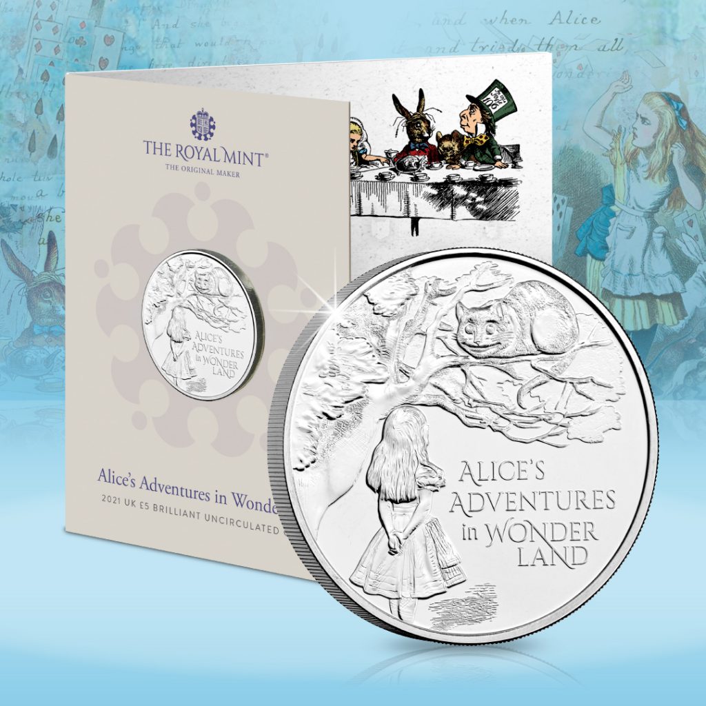 DN 2021 Alices Adventures in Wonderland Through the Looking Glass BU Silver 5 coin social media 2 1024x1024 - Breaking news from Wonderland! NEW Alice’s Adventures in Wonderland UK Coins just released