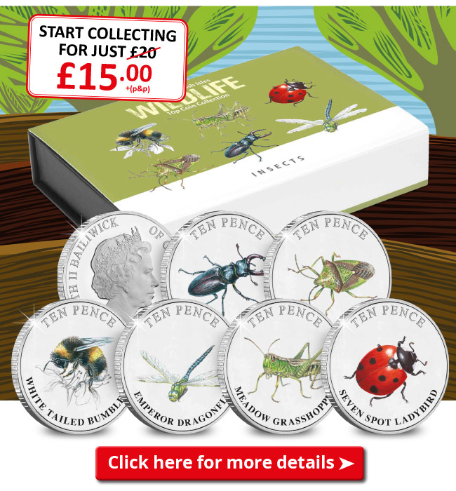 883Q The Bumblebee and Grasshopper Colour 10p Pair Email Image - Why you need to add these SIX NEW Wildlife 10p coins to your collection