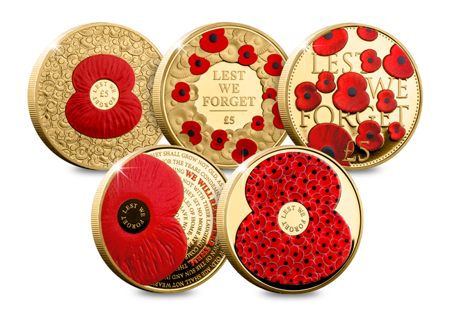 A selection of just some of the Poppy Coins weve designed and released - 100 Years of Remembrance: Honouring the Centenary of the Royal British Legion