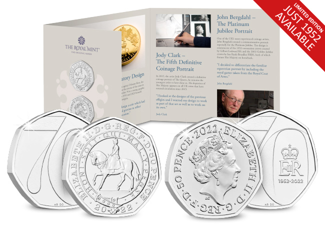 DN 2022 Platinum Jubilee BU silv er proof 5 50p coin pair set product images 8 - The Platinum Jubilee 50p BU Pair