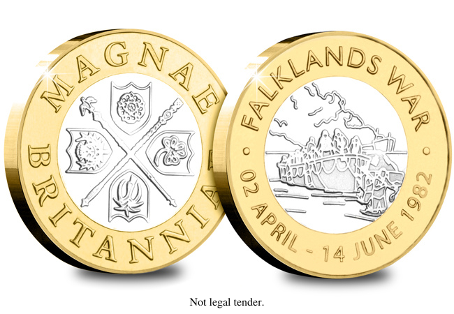 falklands bi metal medal troops landing on the falkland islands - The Story of the Falklands Conflict - told through a Brand New Set of Commemoratives