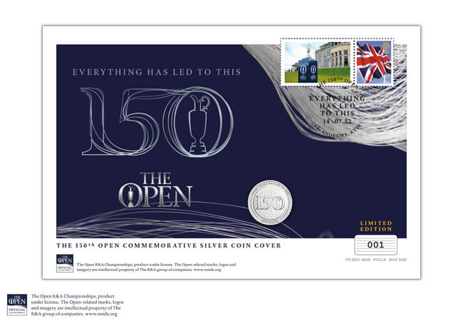 The 150th Open Silver Proof Round Pound Coin Cover