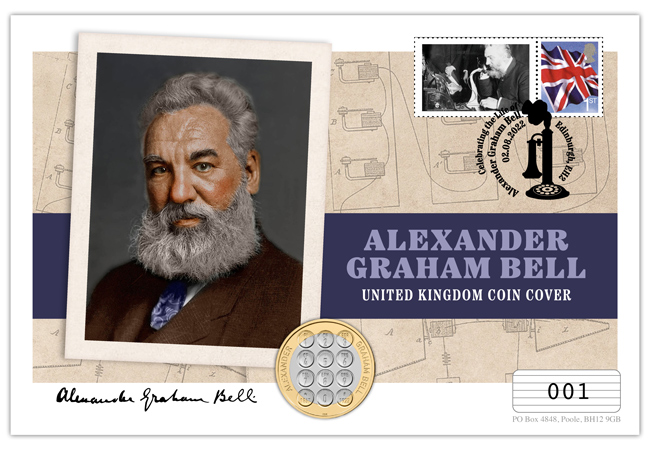 UK 2022 Alexander Graham Bell BU 2 Cover - Pioneer of the telephone Alexander Graham Bell celebrated on a new UK £2 coin