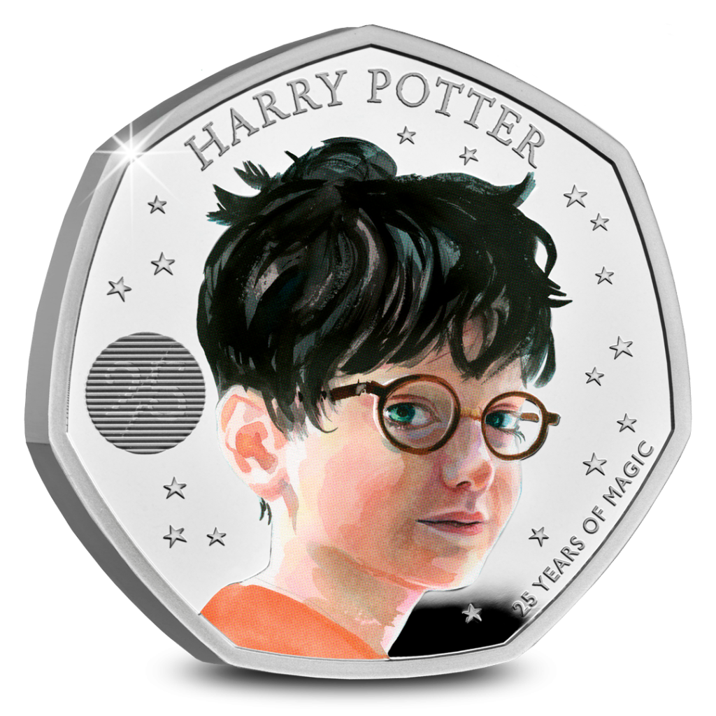 2022 UK Harry Potter 50p reverse design, with Jim Kay's illustration of the Boy Who Lived.