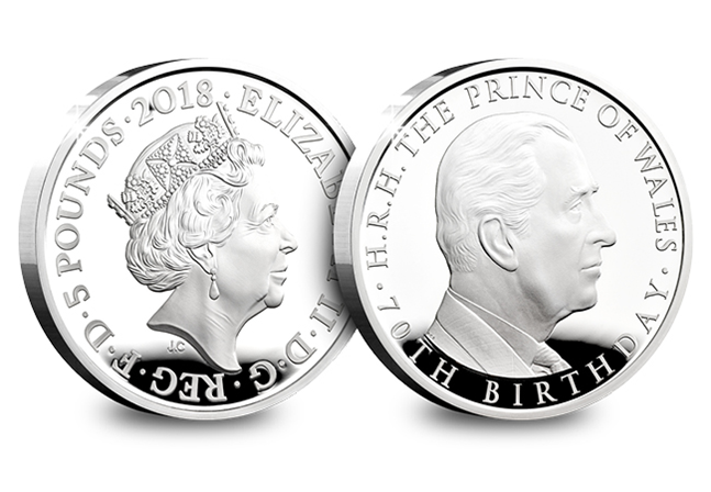 King Charles III's portrait when he was Prince of Wales, featuring on the obverse of the 70th Birthday £5 coin, issued by the UK's Royal Mint.