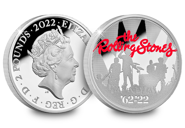 The Rolling Stones Silver 5 Pound Coin Obverse Reverse - Introducing the latest member of the Music Legends series… The Rolling Stones!