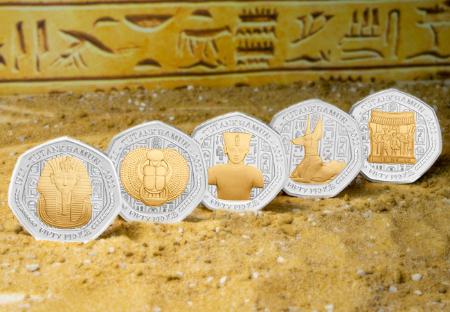 Tutankhamun Silver 50p Set Lifestyle 02 - New 50ps mark the centenary of the opening of Tutankhamun’s tomb &#8211; PLUS, the FIRST coins to feature the new official British Isles Portrait of King Charles III.