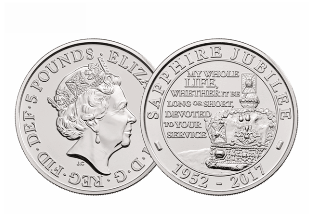 2017 Sapphire Jubilee £5 Coin