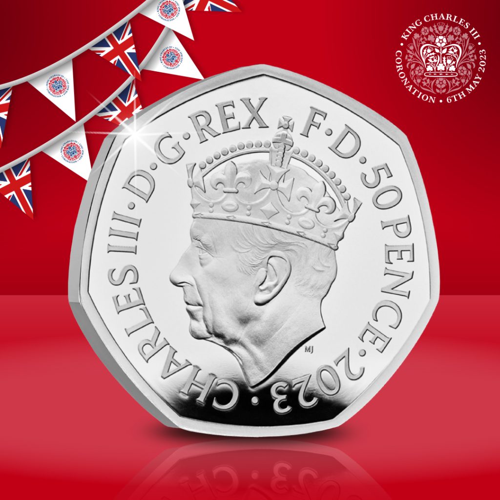 2023 UK King Charles III crowned effigy on brand new UK Coronation Coin Range.