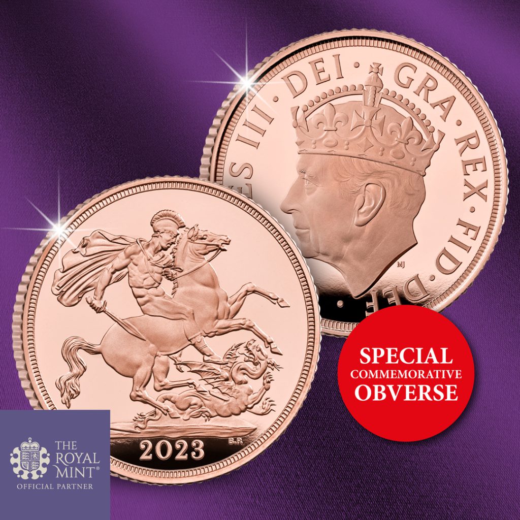 UK 2023 Coronation Sovereign Social Image with The Royal Mint Logo 1024x1024 - The first Sovereign of its kind: The UK 2023 Gold Proof Sovereign revealed!